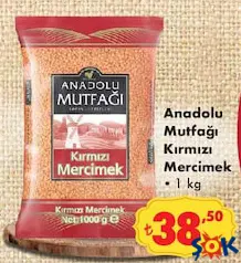 ANADOLU MUTFAĞI KIRMIZI MERCİMEK 1 KG ANADOLU MUTFAĞI KIRMIZI MERCİMEK 1 KG